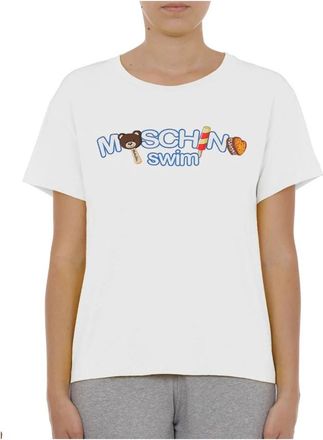 Moschino Gelato Logo Katoenen Zwem T-shirt - Dames - T-shirts - Wit - S - Katoen - Tops
