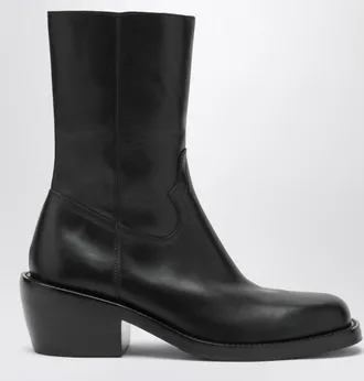Dries Van Noten Black leather ankle boots