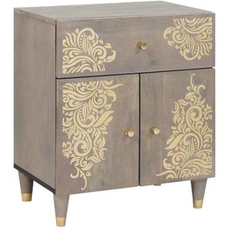 vidaXL Cabinet De Noche Con Puerta Con Caj&oacute;n Gris 50 X 33 X 60 Cm Vidaxl