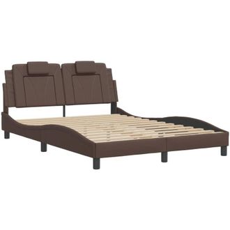 vidaXL Vidaxl - Estructura Cama Con Luces Led Cuero Sint&eacute;tico Marr&oacute;n 140x190 Cm