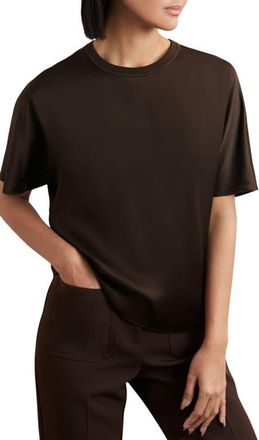 Reiss Lena Dolman Sleeve Silk Top in Chocolate Brown at Nordstrom, Size 12 Us