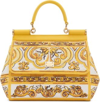 Dolce & Gabbana Sicily Majolica Embroidered Canvas Satchel in Azulejos Giallo at Nordstrom