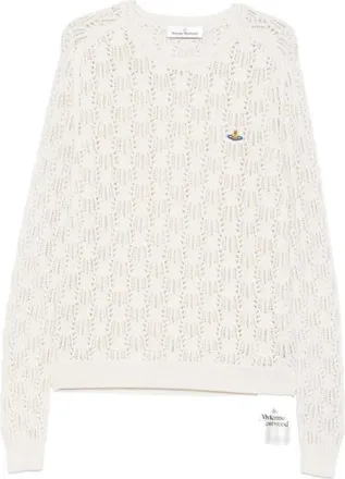 Vivienne Westwood Logo-detail Trui - Heren - Ronde hals truien - Beige - M - Katoen - Truien & Vesten