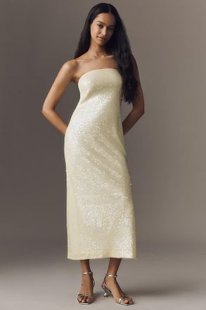endless rose Strapless Sequin Slim Midi Dress