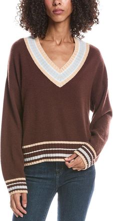 Brodie Stitchy Trim V-Neck Cashmere Sweater