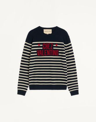 Valentino Maglia In Lana Con Motivo Jacquard Chez Valentino Uomo BLU/BURRO XXL