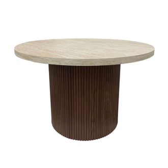 Oviala Mesa de centro redonda escandinava de 70 cm fsc en madera oscura