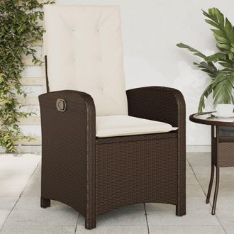 vidaXL Vidaxl - Sill&oacute;n Reclinable De Jard&iacute;n Con Cojines Rat&aacute;n Sint&eacute;tico Marr&oacute;n