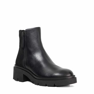 Dune London Womens Ladies Paving - Cleated Sole Ankle Boots - Black Leather - Size UK 4