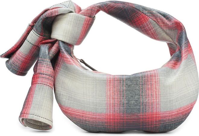 Mini Jodie Stripe Shirt Leather Top Handle Bag in Grey/Red/Black/Silver at Nordstrom