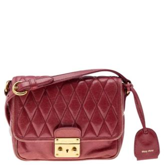Miu Miu Pre-Owned Red Quilted Leather Shoulder Bag for Women