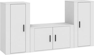 vidaXL Vidaxl - Set De Muebles De Tv 3 Piezas Madera Contrachapada Blanco