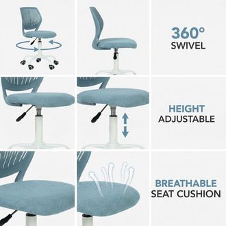 Furniture R FurnitureR CARNATION Desk Chair Home Office Swivel Mesh Seat,Hallow Curio Blue