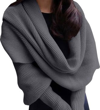 Generic Knitted Scarf with Sleeves Women Scarf Cape Soft Sweater Multifunctional Women Scarfs Elegant off Shoulder Knits Jumpers Warm Knit Scarfs Wrap Shawl C
