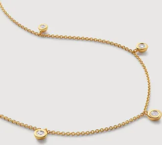 Monica Vinader Gold Diamond Station Chain Necklace Lab Grown Diamond