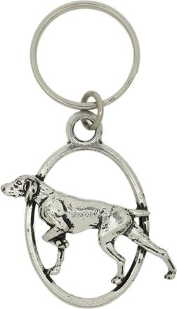 Generic English Pewter English Pointer Dog Keyring, Oval Design, Velvet Gift Pouch Included