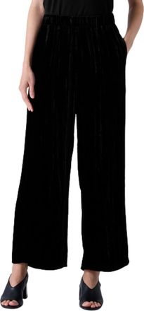 Eileen Fisher Crushed Velvet Wide Ankle Pants In Black