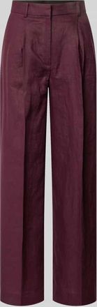 Mango Straight Fit Leinenhose mit B&uuml;gelfalten Modell Tempoli in Lila, Gr&ouml;&szlig;e 34