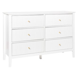 Beliani Elegante C&oacute;moda 6 Cajones Mdf Manillas Doradas Sal&oacute;n Sala De Estar Blanco Assisi