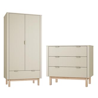OEM Commode 3 Tiroirs Et Armoire 2 Portes Pinio Miloo Champagne