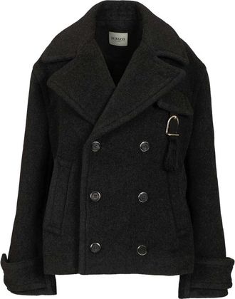 Durazzi Milano Double-breasted Wool Peacoat - Dames - Mantel - Grijs - L - Wol - Jassen