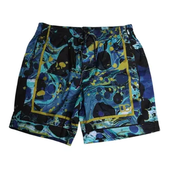 Dolce & Gabbana Beachwear, male, Blue, Size: S Blue Marble Print Men Boxer Swimwear
