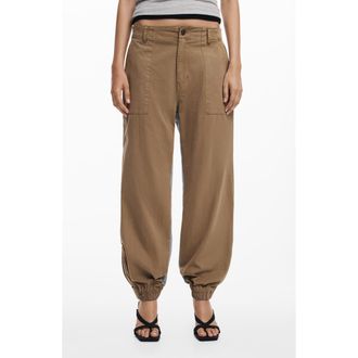 Desigual Knit & Woven Joggers in Camel at Nordstrom, Size Medium