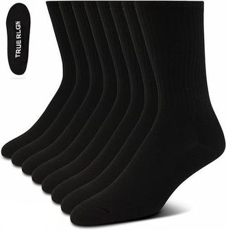 True Religion 8 Pairs Premium Athletic Crew Socks in Black at Nordstrom