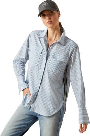 Ariat Womens Wolseley Shirt Long Sleeve in Blue Stripe, Size X-Small, by Ariat