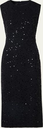 Akris Sequined Tweed Midi Sheath Dress