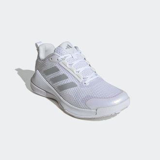 adidas Hallenschuh ADIDAS PERFORMANCE NOVAFLIGHT 2 INDOOR, Damen, Gr. 38,5, weiss (cloud wei&szlig;, silber metallic, cloud wei&szlig;), Synthetik, Textil, Schuhe Hallen