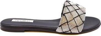 Ninalilou Schitterende Leren Slippers - Dames - Sandalen - Zwart - 36 EU - Leer - Schoenen