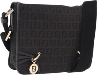 Fendi Pre-owned Zucchino Canvas Shoulder Bag - Dames - Vintage Schoudertas - Zwart - ONE Size - Leer - Vintage