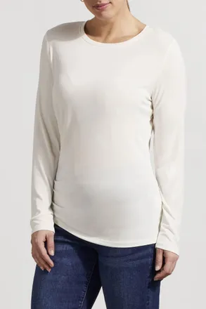 Tribal Ruched Side Knit Top In Cream