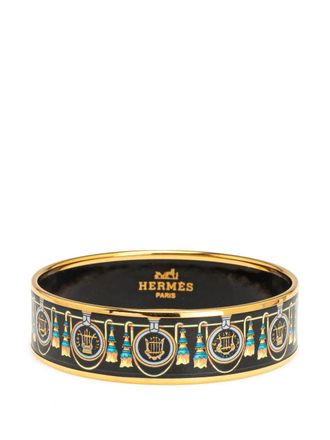 Hermès Bracciale rigido ampio con stampa su smalto 2000-2020 - Nero