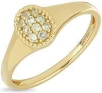 Bony Levy Pav&eacute; Peridot Oval Signet Ring in 14K Yellow Gold at Nordstrom Rack, Size 6.5