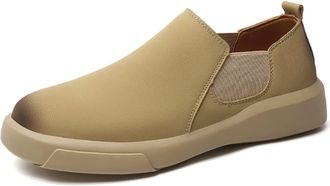 Generic Chelsea Boots For Men Simple Low Top Suede Vamp Slip On Waterproof Anti-slip Non Slip Wearable Work Pull On(Khaki,10.5 UK)