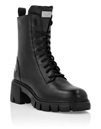 Philipp Plein Leather Low Flat Boots Women in Black at Nordstrom, Size 39