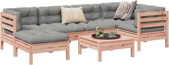 vidaXL Set De Sof&aacute;s Jard&iacute;n 7 Pzas Con Cojines Madera Abeto Douglas Vidaxl