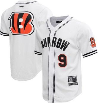 Pro Standard Mens Pro Standard Joe Burrow White Cincinnati Bengals Mesh Baseball Button-Up T-Shirt at Nordstrom, Size Xx-Large