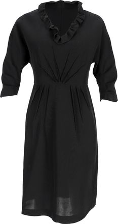 Prada Ruffled Neckline Midi Dress in Black Viscose