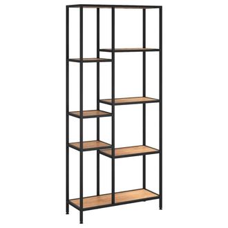 Berkfield Home Book Shelf 80x30x180 cm Steel & Engineered Wood in Brown | Size: 80 x 30 x 180 cm