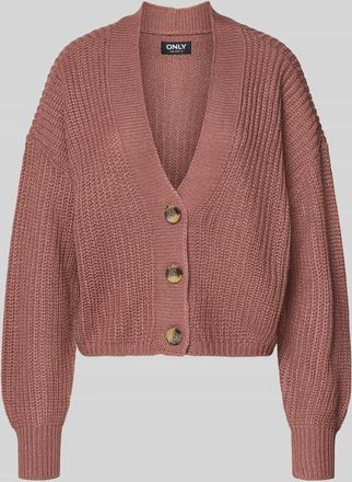Only Regular Fit Strickjacke mit einreihiger Knopfleiste Modell CAROL NICE in Mauve, Gr&ouml;&szlig;e XL