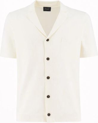 Drumohr Gebreid T-shirt met Korte Mouwen - Heren - Korte mouwen Overhemden - Wit - M - Leer - Overhemden
