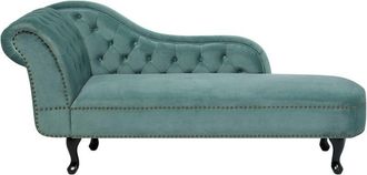 Beliani Beliani - Chaise longue tapizado en terciopelo verde menta con botones versión izquierda Nimes