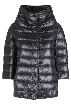 Herno Black Aminta High Collar Quilted Polyamide Down Jacket