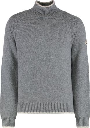 Moncler Grey Turtleneck Logo Sweater