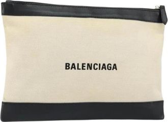 Balenciaga Pre-owned Clutches, female, Beige, Size: ONE SIZE Pre-owned Canvas Clutch