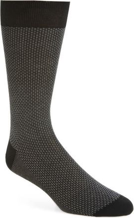 Canali Cotton Jacquard Dress Socks in Black at Nordstrom, Size Medium