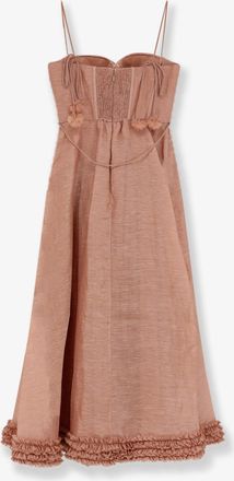 Zimmermann Womens Dress Luna Pink Linen-Silk